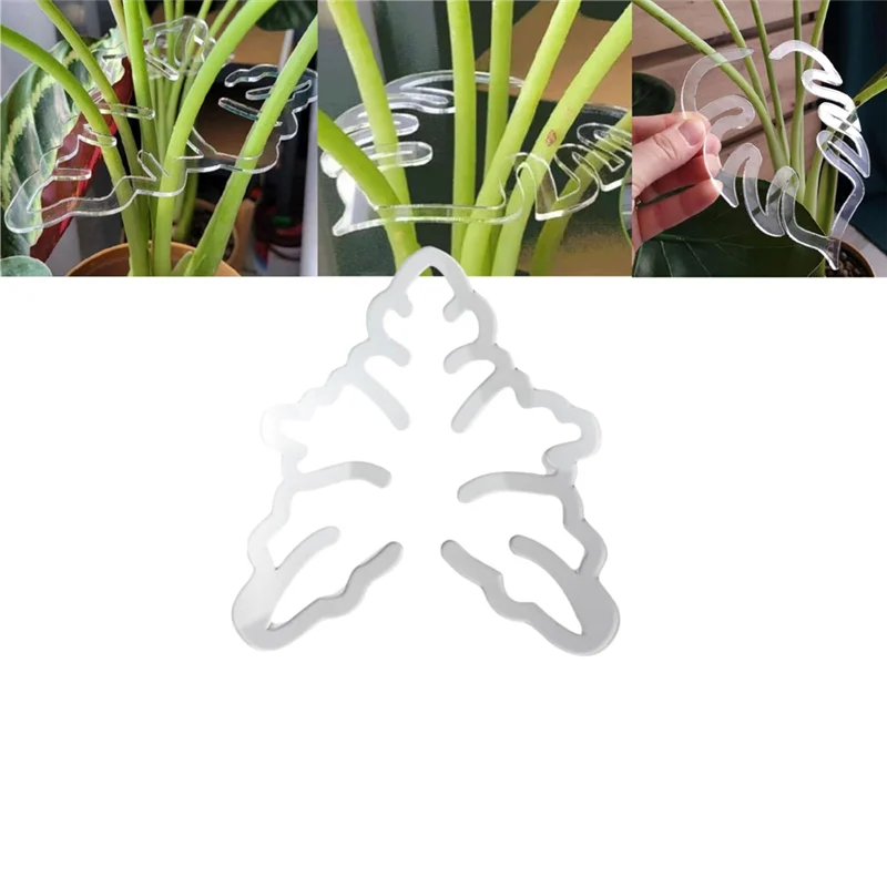 A34R Turtle Shell Bamboo Clamp Set, Plant Stem Plastic Support,Flower-Shaped Green Plant Leaf Holder, Turtle Shell Bamboo