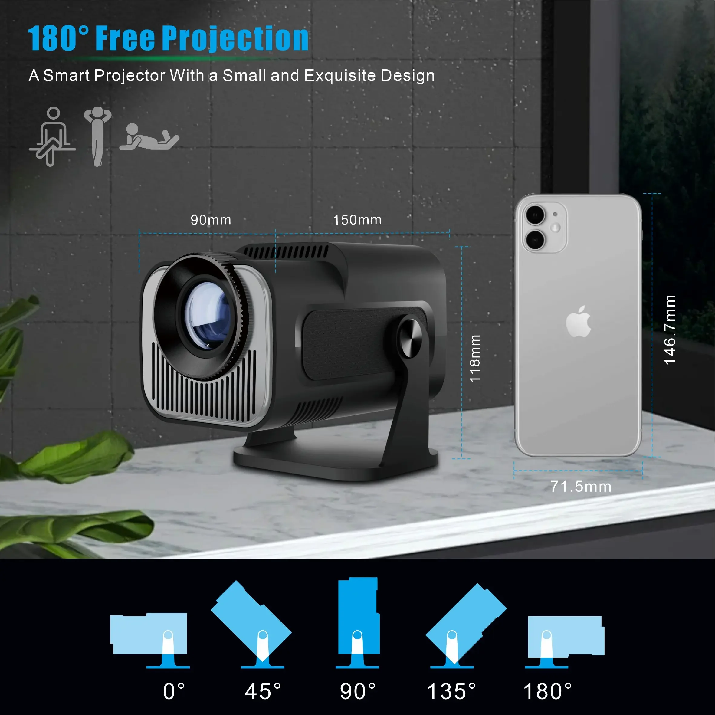 Projecteur Portable pour Touriste, HY320, Android 11, Wifi 6, Natif 1080P, 200ANSI, 1920x1080P, Home Cinéma, Mise à Niveau Mini Hy320, Provaincu