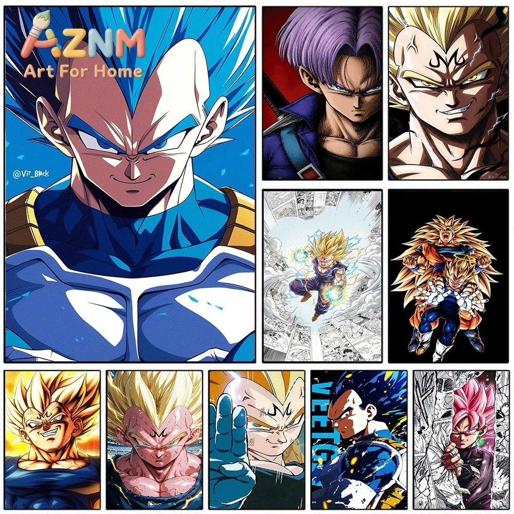 Dragon Ball Z Vegeta Blue Trunks Majin Vegeta Anime Canvas Wall Art Unframed Single Canvas Print Home Decor Poster for Living