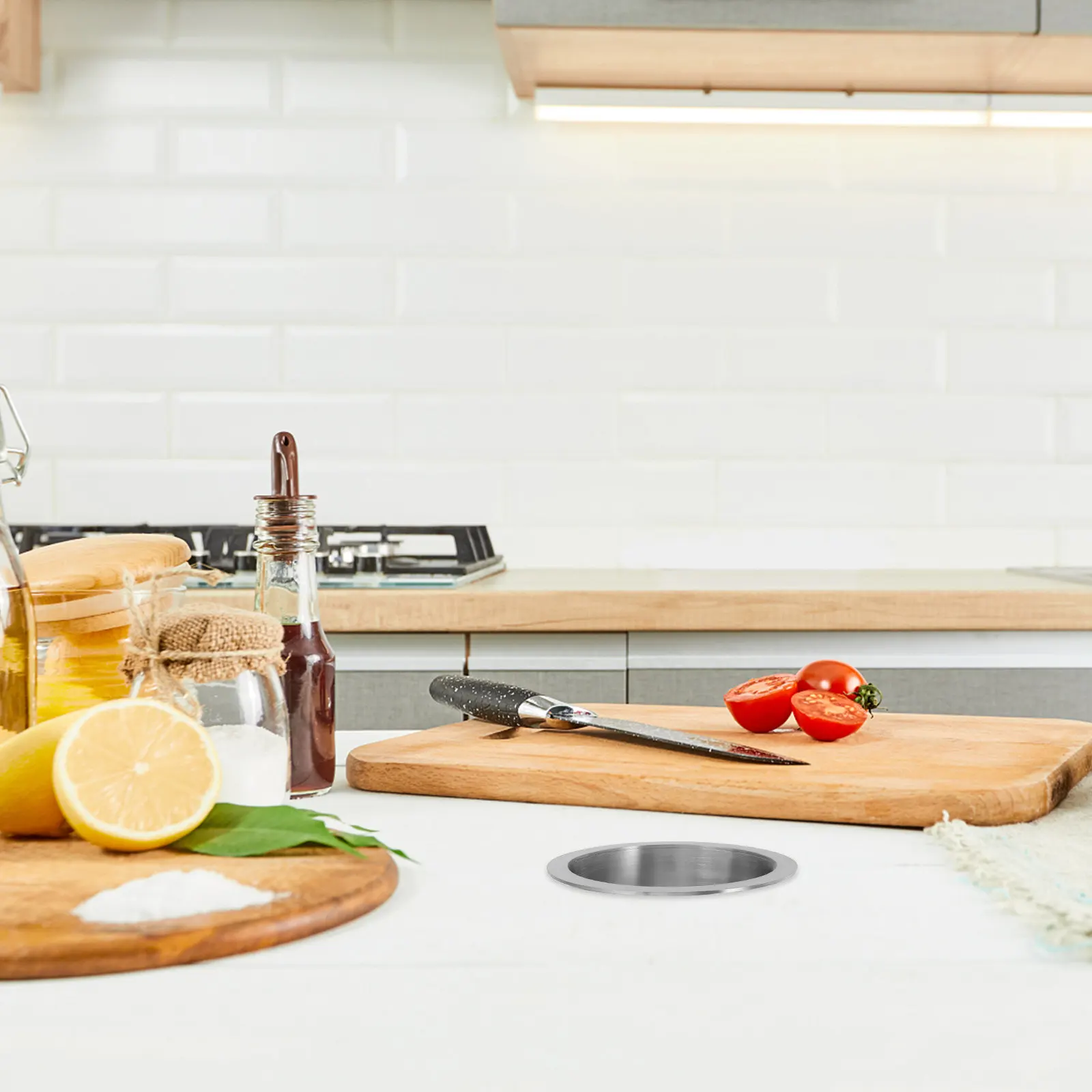 

Встраиваемая крышка для мусорного ведра из нержавеющей стали, круглая, скрытая, для кухни и ванной комнаты, для встроенного контейнера для отходов