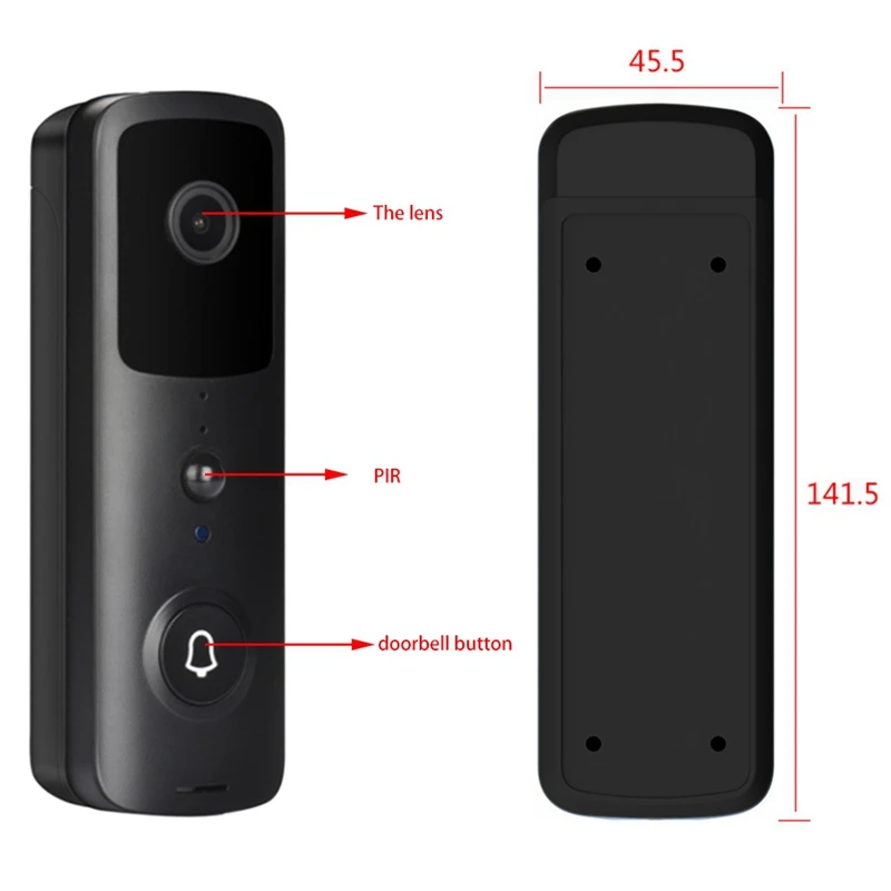 Sonnette intelligente HD 1080P, wi-fi, caméra de sécurité sans fil, interphone vidéo, vision nocturne