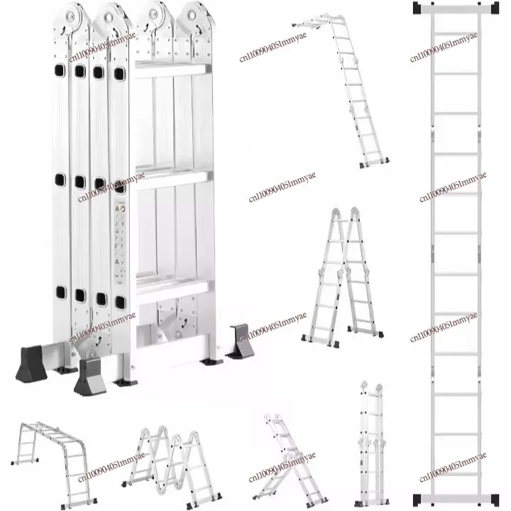 Multifunctional Folding Ladder Aluminum Alloy Thickened Herringbone Ladder Telescopic Household Staircase Engineering Loft
