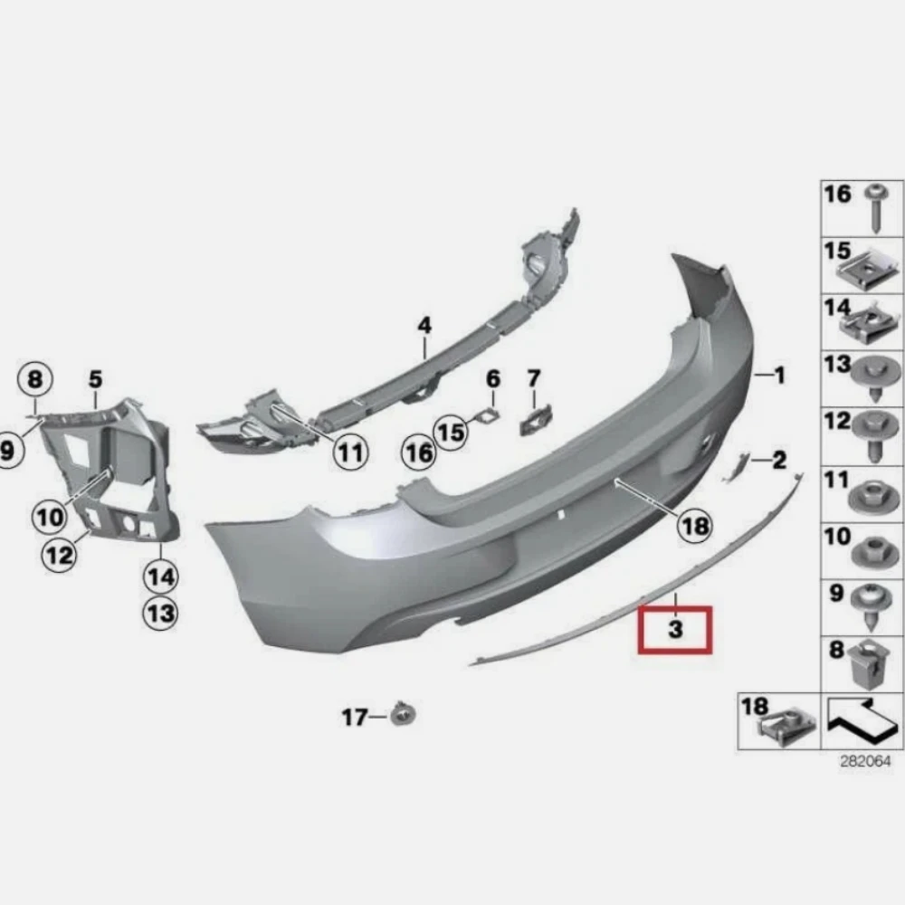 Rear bumper decorative strip 51127273796 For BMW 1 Series F20 F21 M Sport