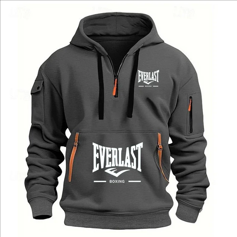 

Autumn and Winter 2025 new men's hoodie, fashionable outdoor jogging men's long-sleeved pullover, windproof and warm sportswear