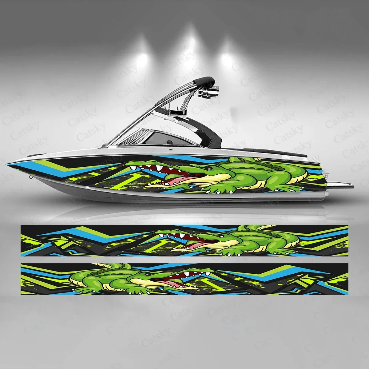 Krokodil bunte Boot Aufkleber Mode benutzerdefinierte Fisch Boot-Aufkleber Vinyl wasserdicht Boot Wrap Grafik Boot Wrap Aufkleber