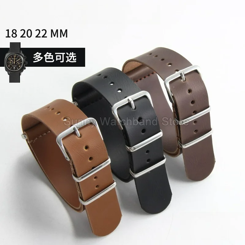 Universal Leather Watchband Easy Installation Mild Waterproof One Piece Slip Through for Rolex Omega Longines CK Briston Tissot