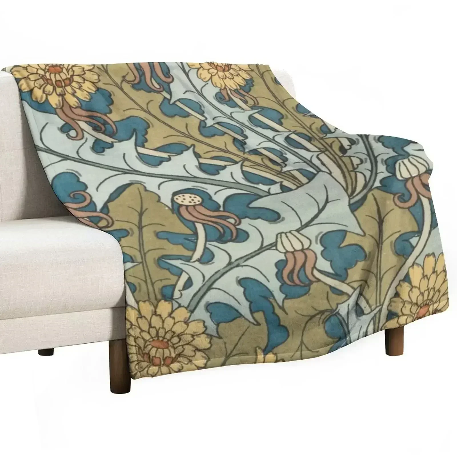 Art Nouveau Dandelion Throw Blanket Luxury Thin blankets ands Flannel christmas gifts Comforter Blankets