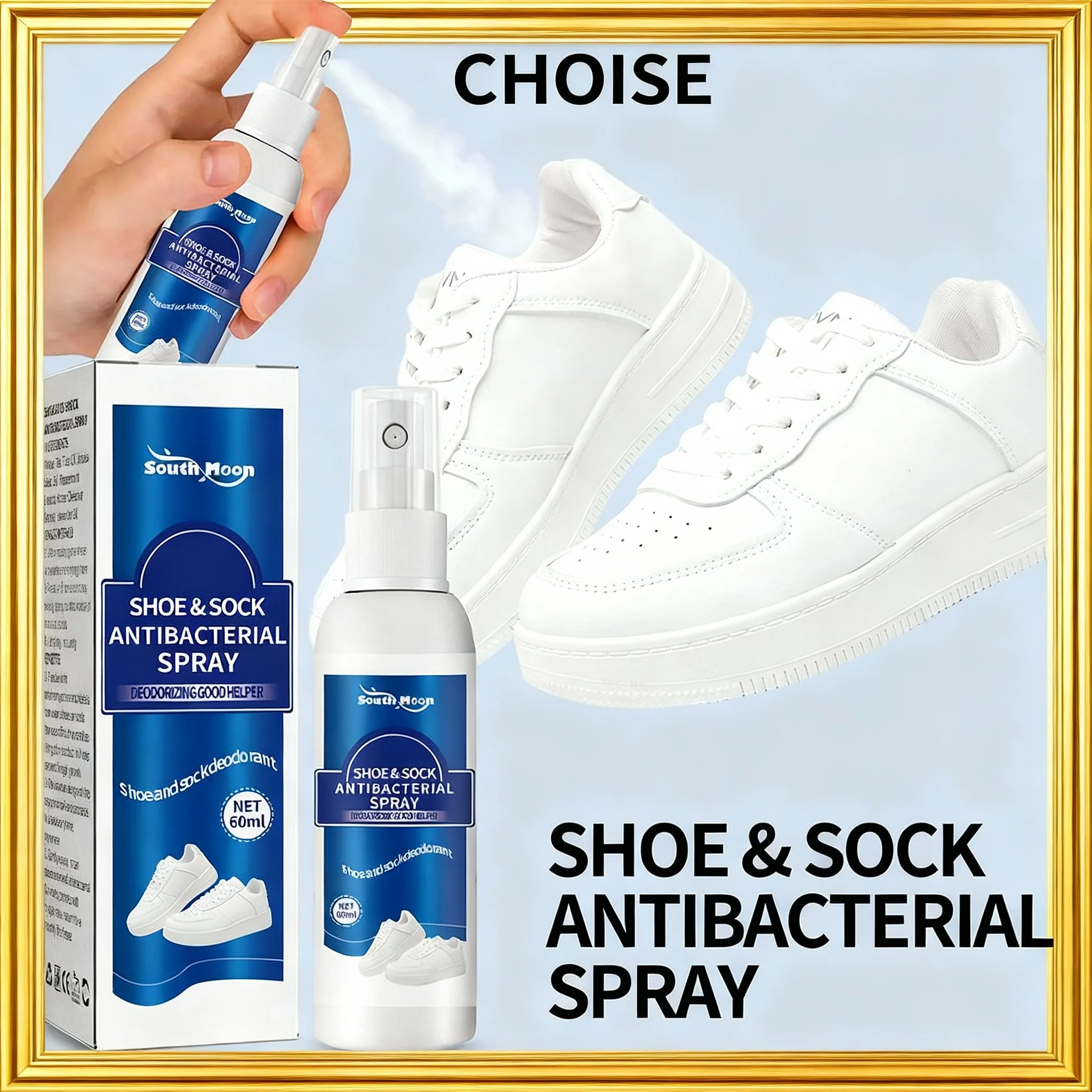 

60ml Antibacterial Spray for Shoe Foot Odor Shoes Stink Freshener Socks Odor Remover Spray Refresh Antiperspirant Health Care