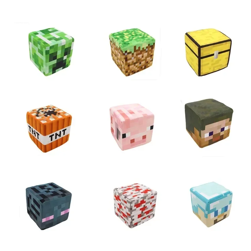 10cm 20cm 30cm Minecrafte Stuffed Plush Doll Pillow Grass Creeper TNT Redstone Ore Square Pig Children Kid Birthday Gift Toy