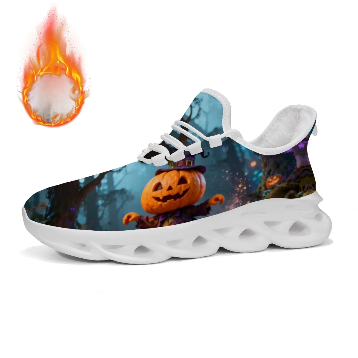 أحذية كاجوال مسطحة للزوجين كبيرة الحجم مع نعال بيضاء برباط للهالوين نمط رعب داكن نعل ناعم أحذية رياضية لجميع المواسم