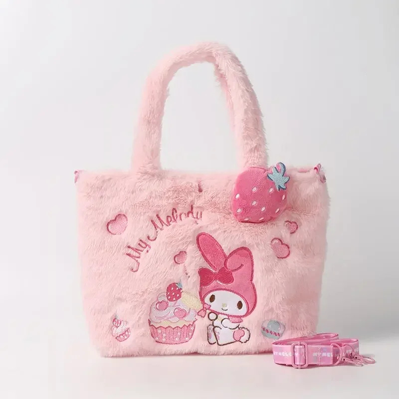 

Kawaii Shoulder Bag for Girl Women Hello Kitty Plush Handbag Luxury Designer Crossbody Bags for Women Purses Tote
