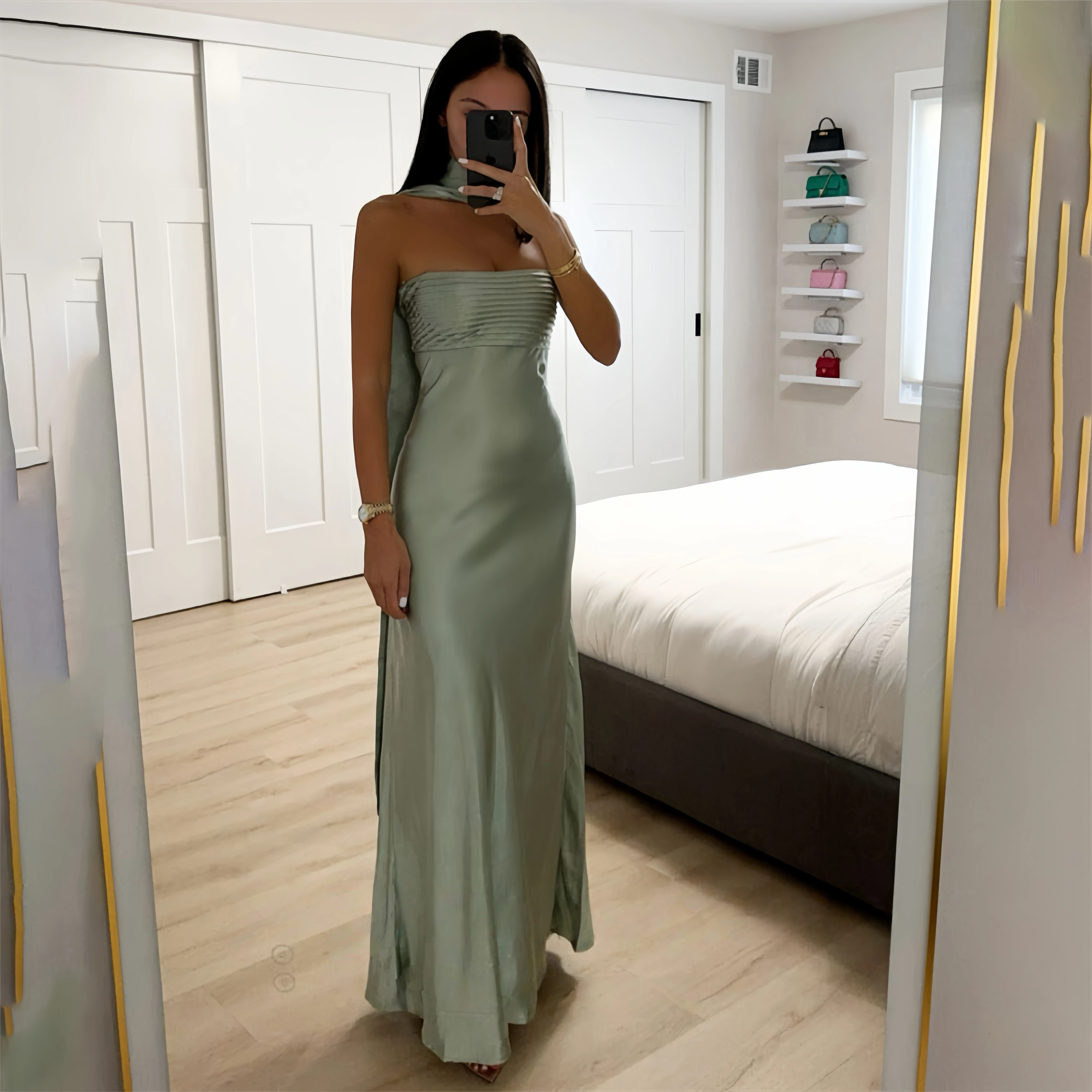 

Beshinel Customized Green Stain Evening Dress Mermiad Pleat Prom Dresses 2025 Simple Strapless Celebrity Sexy Formal Gown Dress
