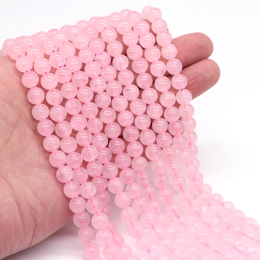 Natural Pink Stone Rose Quartz Round Garment Beads for Crystals and Healing Stones Gemstones Bead DIY Making HandMade Crafts