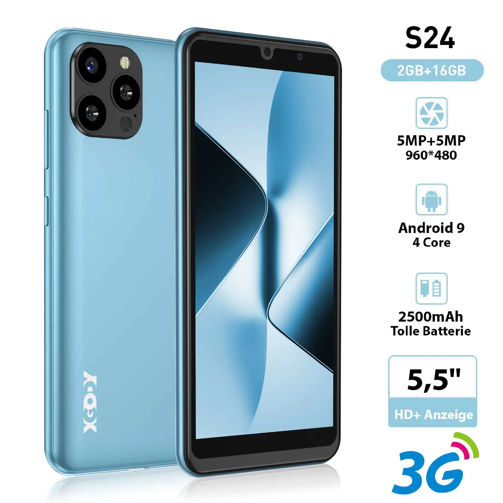 Im Angebot Xgody S24 Neu Smartphone Android Os 3g Gsm 16Gb 2500Mah Gesichtserkennung 5,5 Zoll Dual Sim Kleines Telefon Geschenk