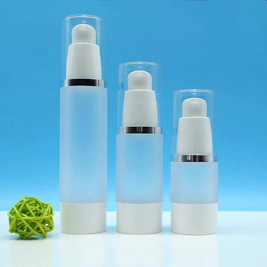 

30ml plastic frosted airless bottle silver line lid serum/lotion/emulsion/liquid foundation/eye essence/toner skin care packing