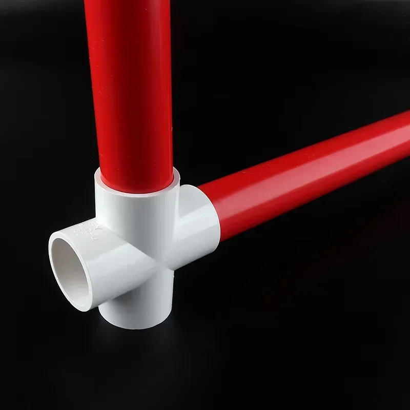 1Pcs Pvc 4-Way Fitting Water Supply Adapter Upward Pipe Flat Connector 20-63mm Plastic Plumbing Tee