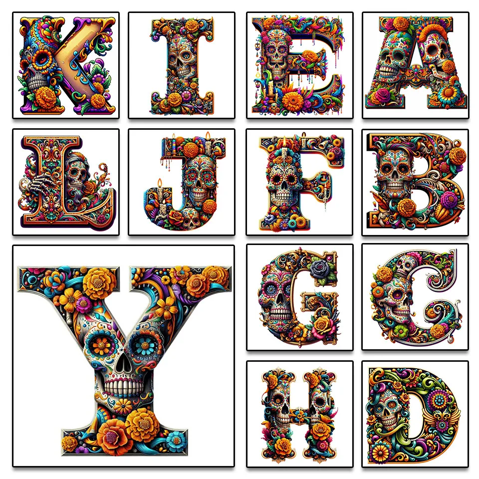 2025 Diamond Painting Art Kit DIY Skull Letter Set 1 Diamond Embroidery 100% 5D Rhinestone Cross Stitch Mosaic Home Decor Gift