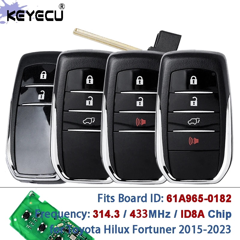 

Плата KEYECU ID: 61A965-0182 BM1EW BM1ET 312/34,3/4,33 МГц 8A Чип Смарт-карта Дистанционный брелок для Toyota Hilux Fortuner 2015-23