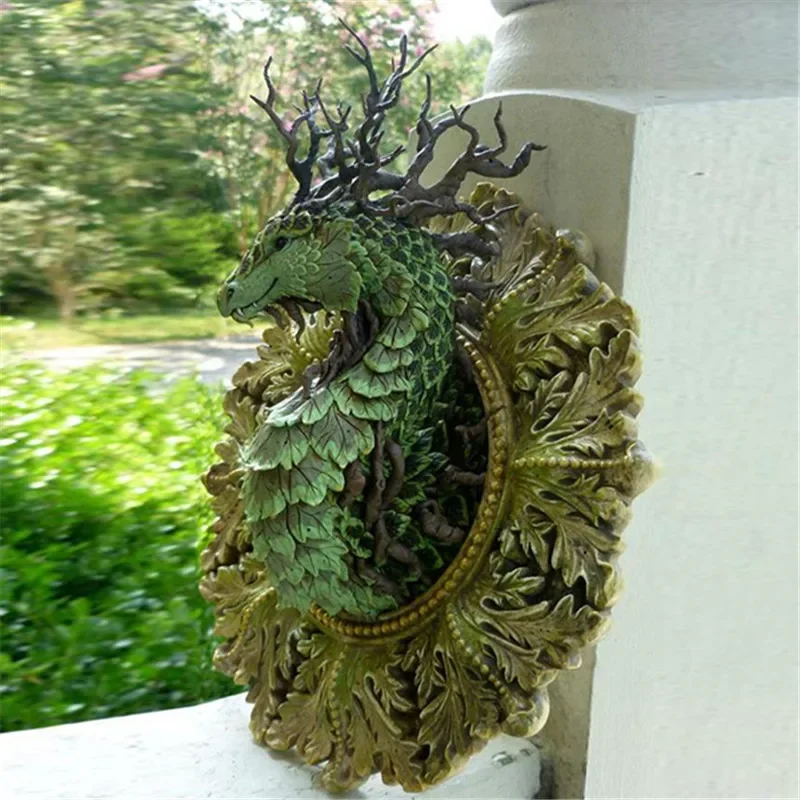 Green Forest Dragon Sculptures Resin Statue Interior Accessories Figurines Living Room Decoration Home Sculpture Decor Luxury