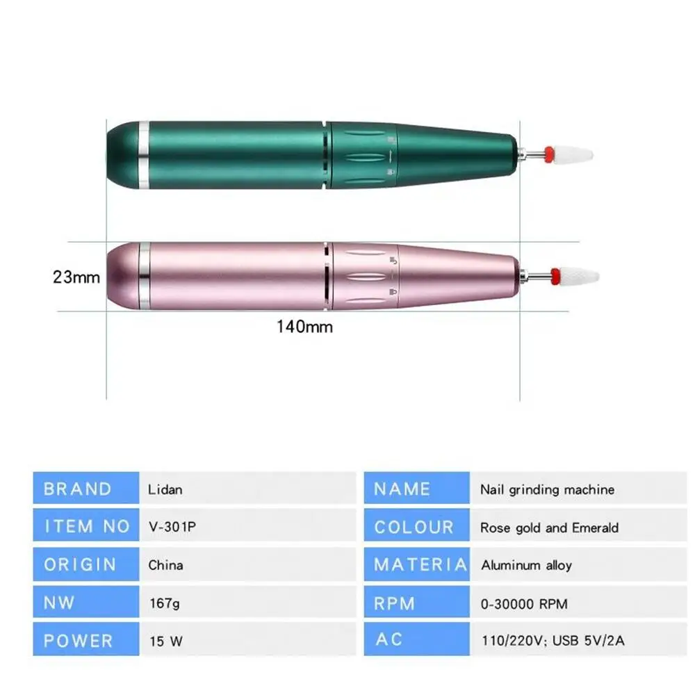 30000 Rpm trapano per lucidatura unghie portatile lucido Surf USB lucidatrice per unghie Controller di velocità integrato Display penna per lucidatura