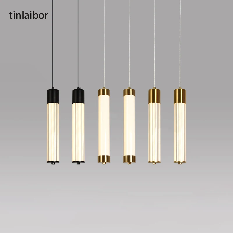 

360 degree luminous acrylic LED restaurant bar table lamp creative clothing store vertical bar round tube bedside Pendant light