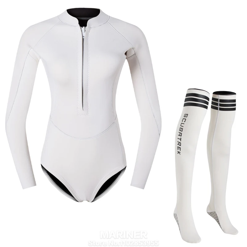 Women\'s Swimsuit 2mm Wetsuit Girls Bikini Wet Suit Long Sleeve Swimsuit Snorkeling Suit One-piece Swimsuit Surf Suit