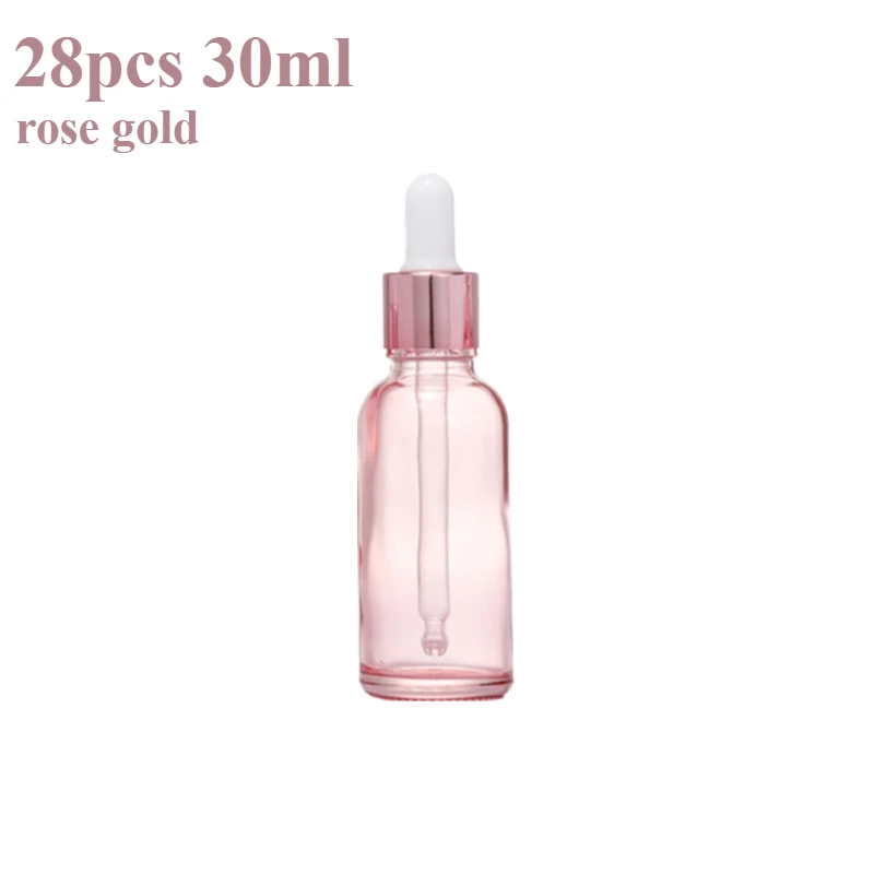 

28pcs 30ml rose gold Essential Oil Glass Aromatherapy Liquid Drop Empty Dropper Massage Pipette Bottles Refillable 1oz