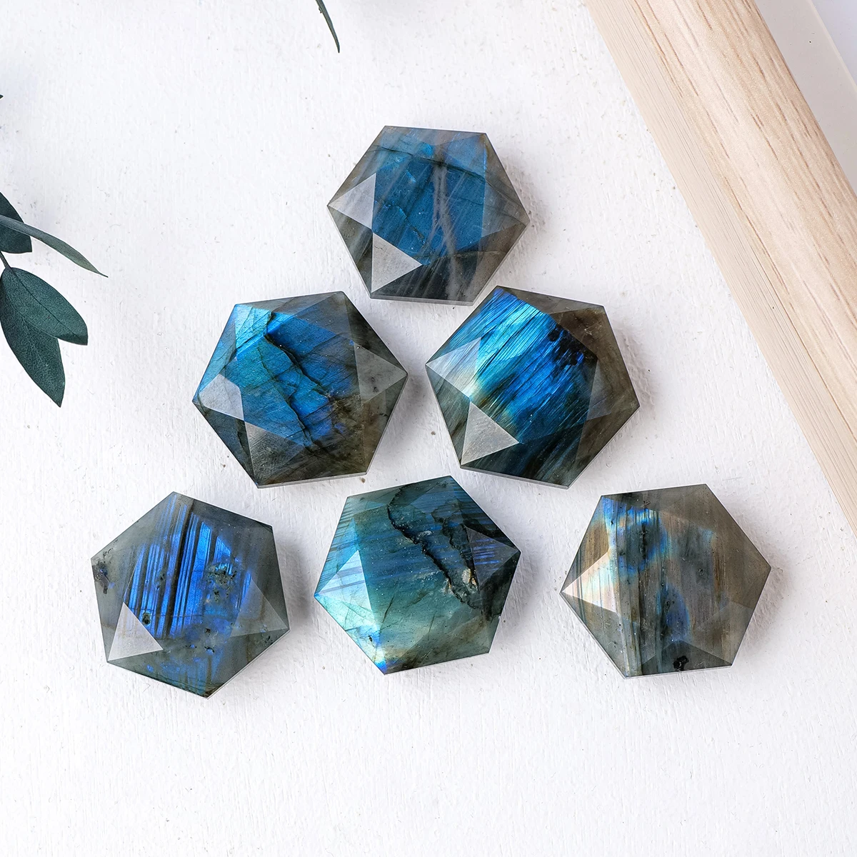 1PC Natural Labradorite Six Pointed Star Crystal Gemstone Craftwork Desktop Decoration Energy Divination Gifts