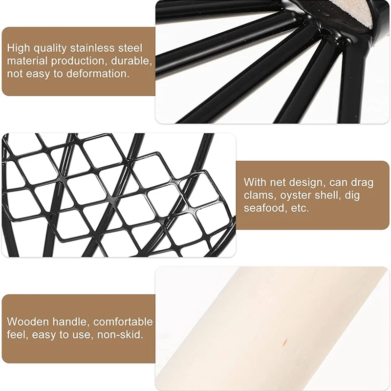 AT14 Five-Claw Rake Scarifying Tool Seafood Shell Rake