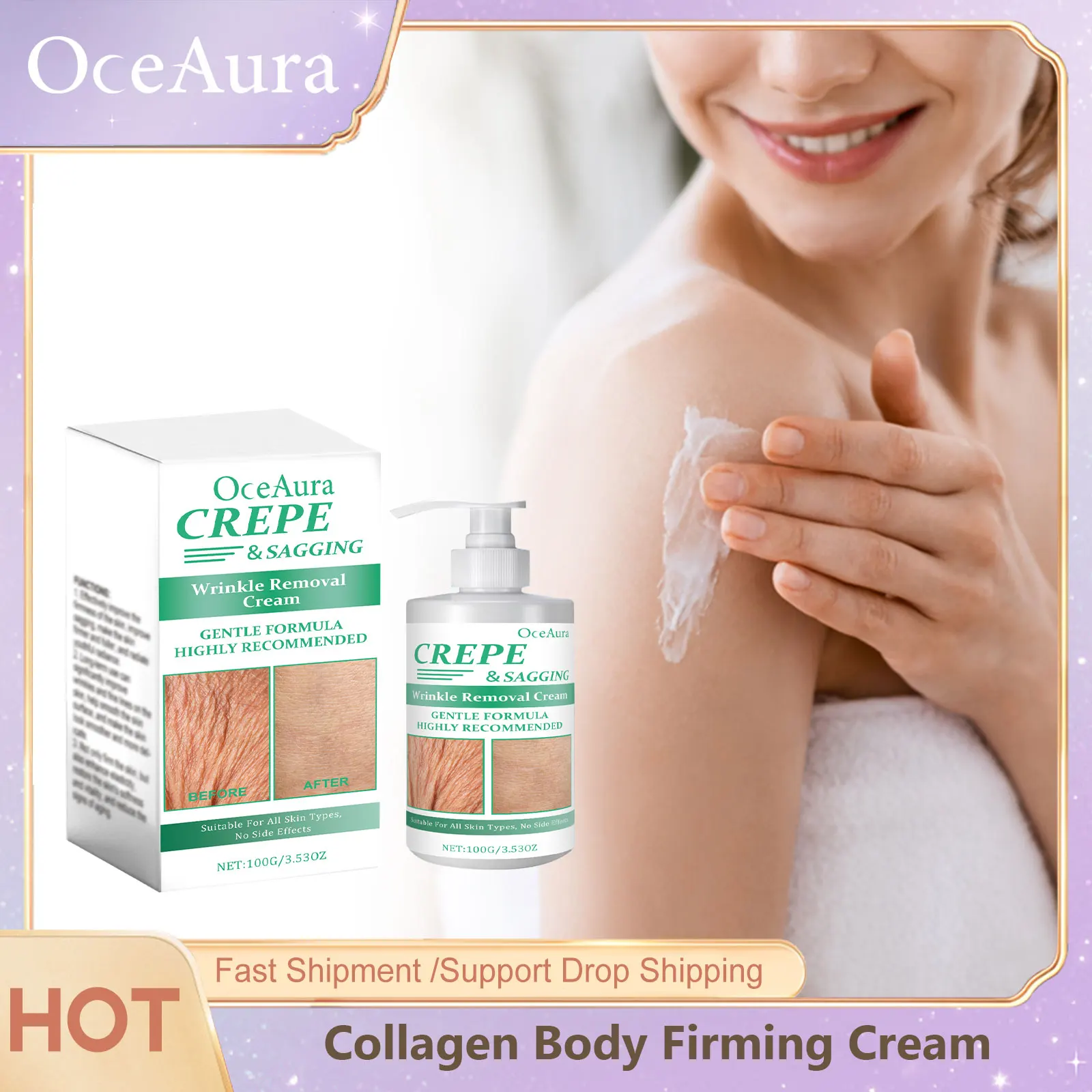 Collagen Skin Tightening Cream Instant Firming Anti-Early Aging Brightening Moisturizing Smooth Fine Lines Wrinkles Body Lotion