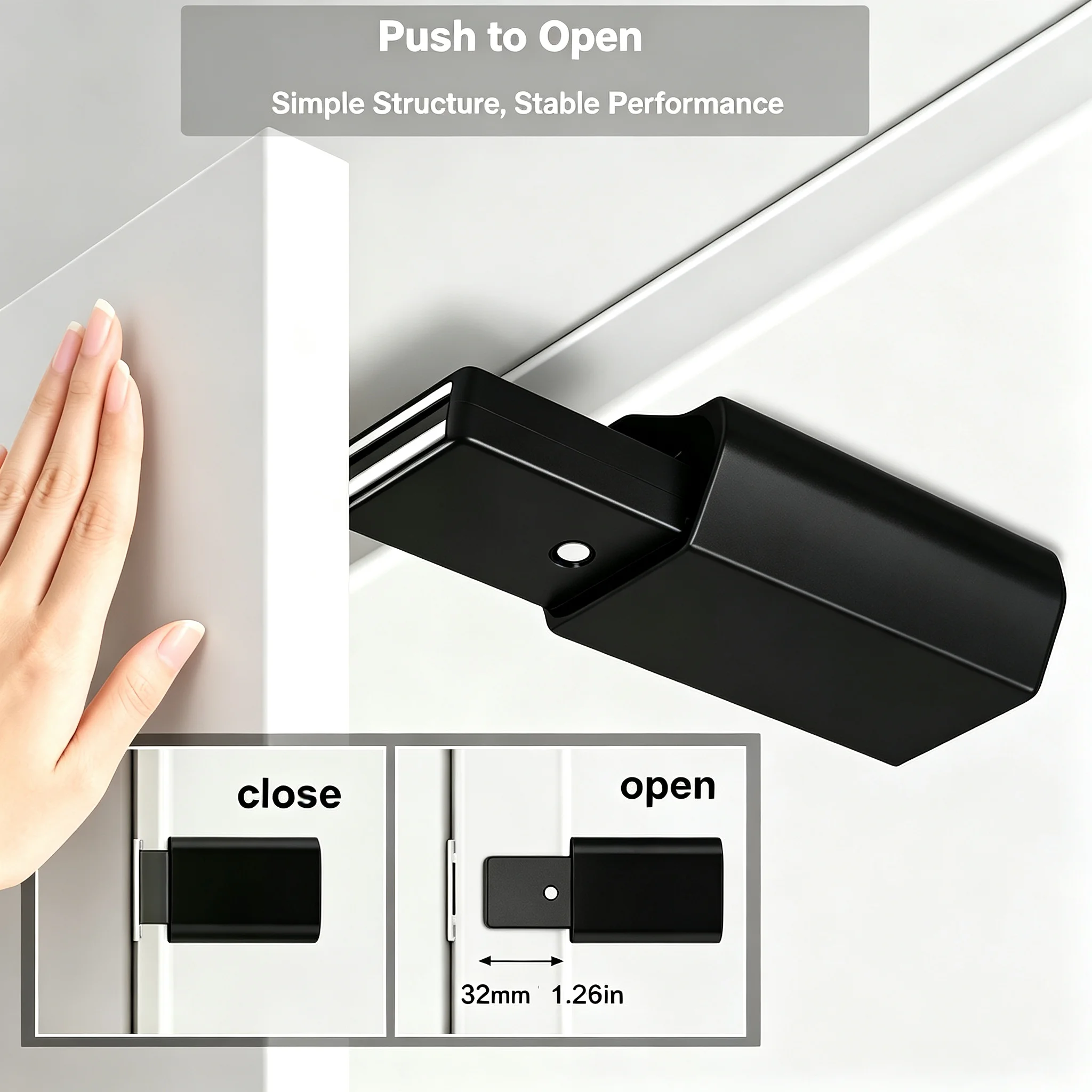 Self‑Popping Push‑to‑Open Cabinet Catch Heavy‑Duty Invisible Latch for Home Wardrobe Concealed & Fire Door Accessories