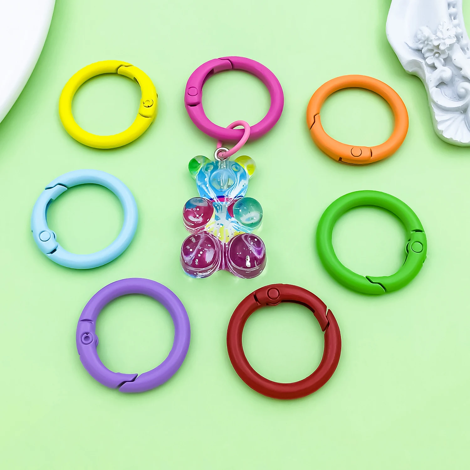 20pcs Matte Spring O Rings for DIY Keychain Making