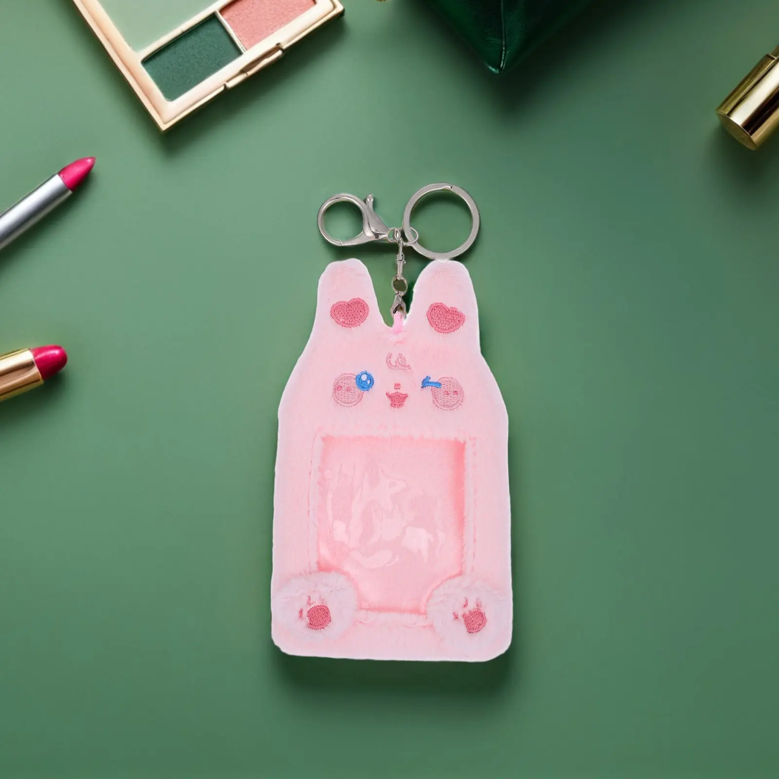 

2Pcs Cute Animal Card Holder Keychain Soft Material Cartoon Photo Badge Organizer Keyring for Women Credit Card Holder Keychain