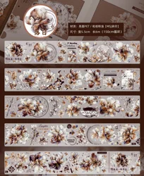 Vintage Sunset Flower Floral Washi PET Tape for Planner Card Making DIY Scrapbooking Plan Decorative Sticker