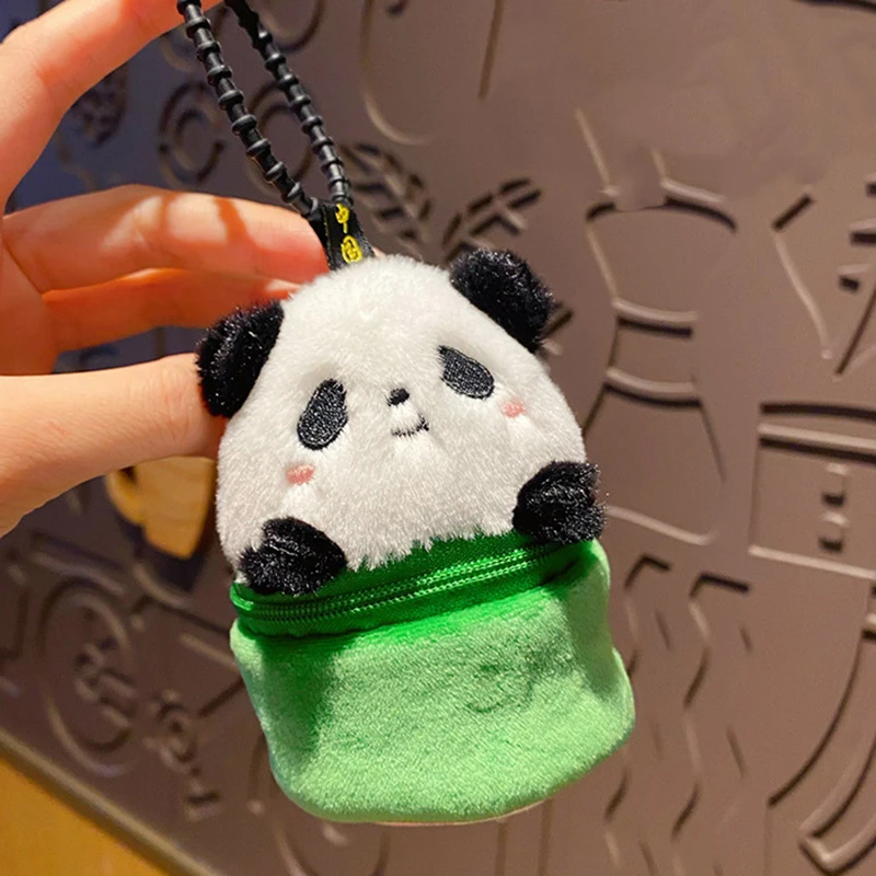 Cartoon Plush Bamboo Panda Coin Purse Keychain Pendant Cute Panda Doll Toy Portable Organizer Purse Coin Purse Birthday Gifts