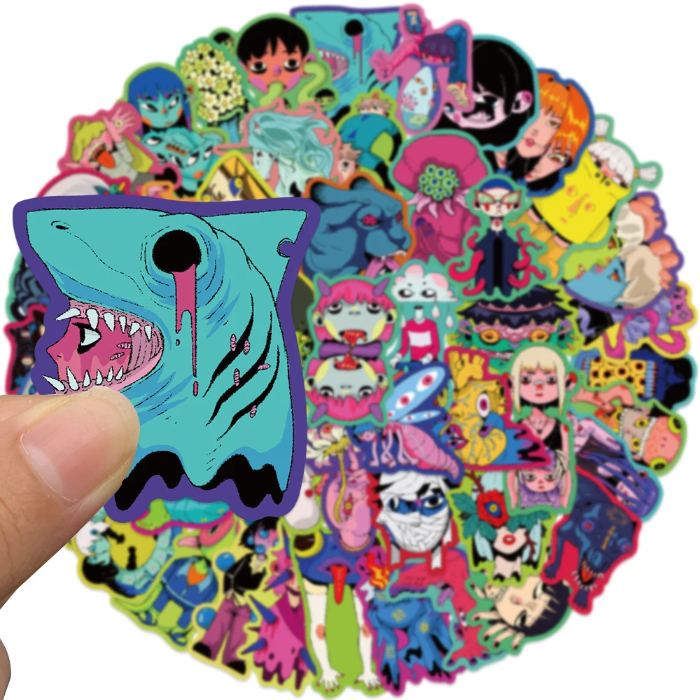 50pcs Funny Colorful Cartoon Creepy Horror Monsters Graffiti Stickers For Luggage Laptop Guitar Phone Waterproof Vinyl Decals