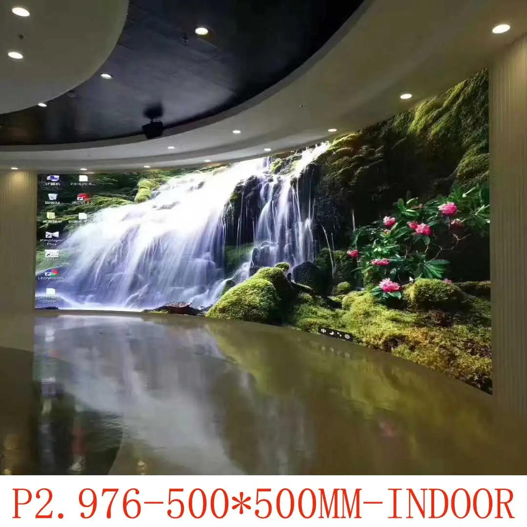 

Indoor Exhibition Hall P2.976 Cabinet 500mmX500mm Arc-Shaped Hard Link Thin Light Weight Rental Advertising LED Display