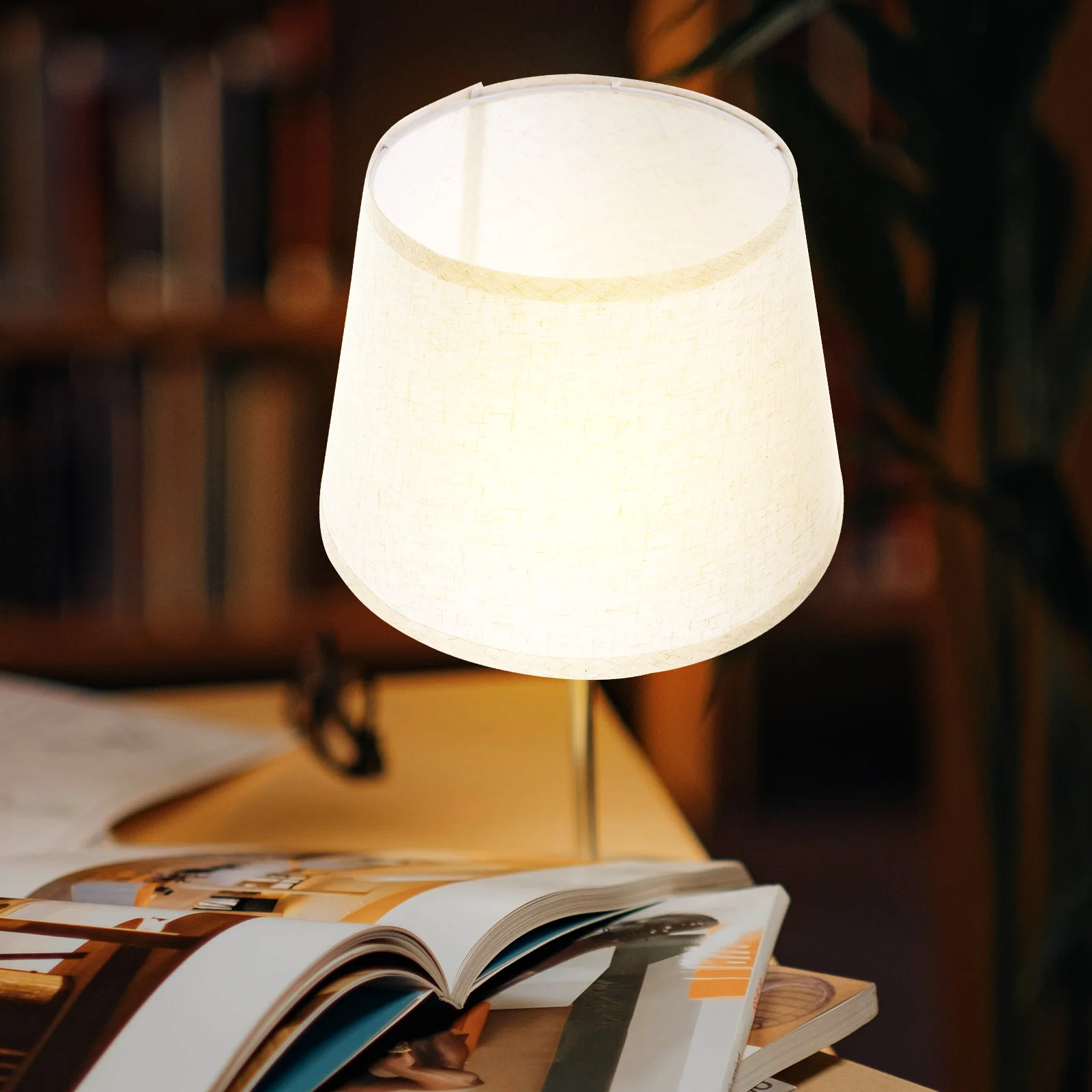 

Small Linen Lampshade Drum Lamp Shade Cover for Desk Table Floor Ceiling Lamps Detachable Indoor Light Accessory