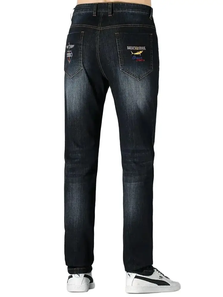 New Summer Men's Jeans Stretching Cotton Straight Casual Bruce&Shark Jeans men's korean fashion men pants big size 42 blue