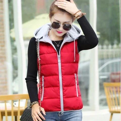 Damesjack Vest Herfst Winter Katoenen Jas Vest Dames Capuchon Jas Jas Chaleco Mujer