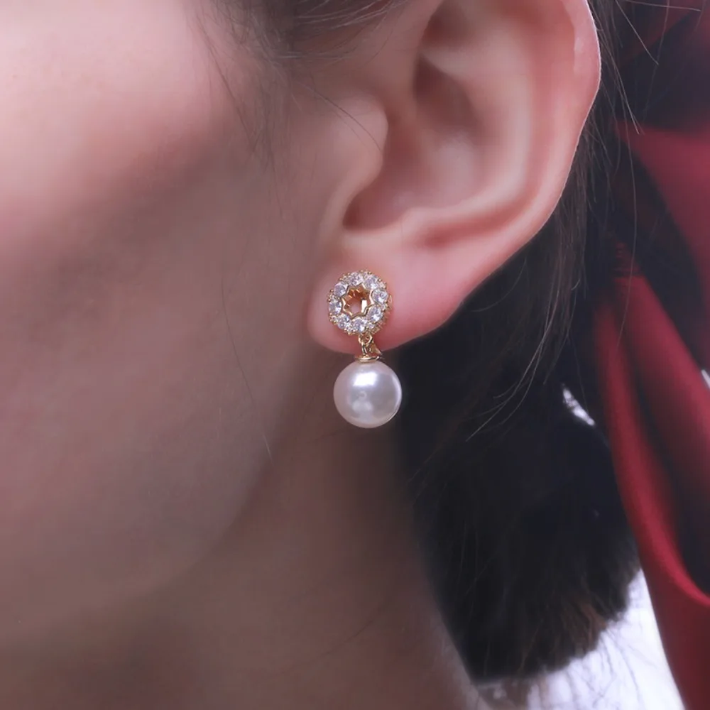 

6PCS S925 Sterling Silver Needle 18K Gold Wrapped Plated Brass Earring Settings Diy Jewelry Pearl Earrings Accessories