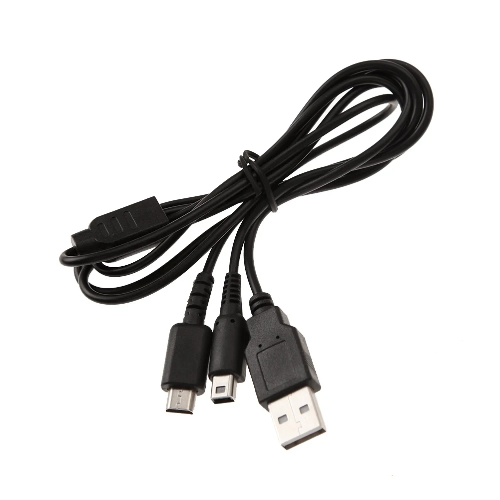 100pcs 2in1 1.2m USB Data Charging Cable for NDSi NDSL NEW 3DS 3DSLL 3DS XLNDSI