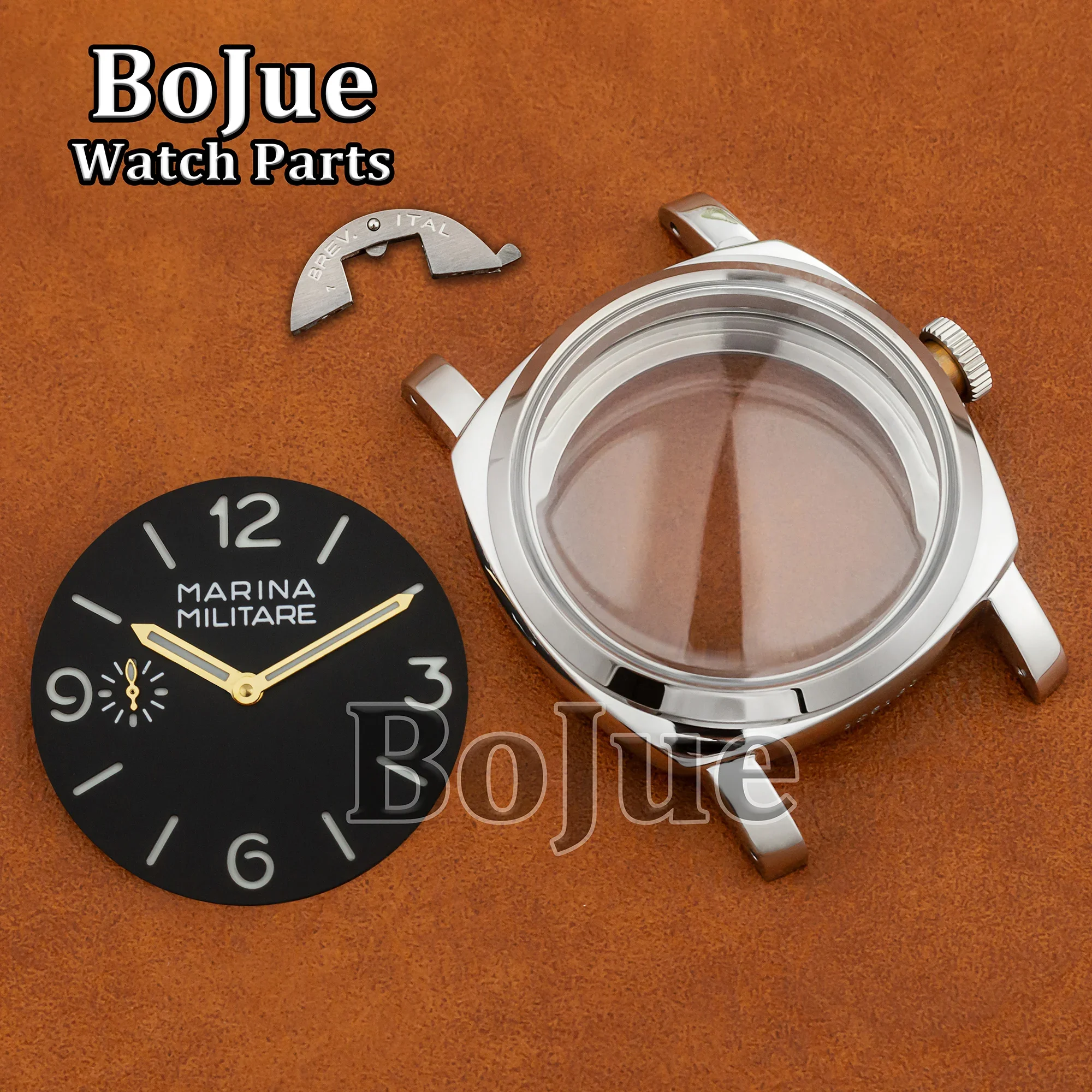 47mm ETA6497 Movement Stainless Steel Case Men manual Mechanical Watch Dial Hands Watch Replacement Parts for Pam 6152 Case