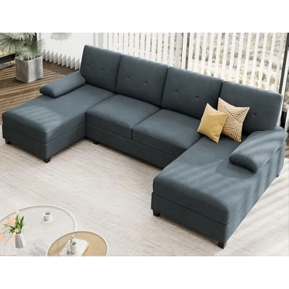 Sectional Sofa Couches for Living Room, Living Room Furniture Sets Clearance, 4 Seat U Shaped Sofa Sectional Couch with Chaise