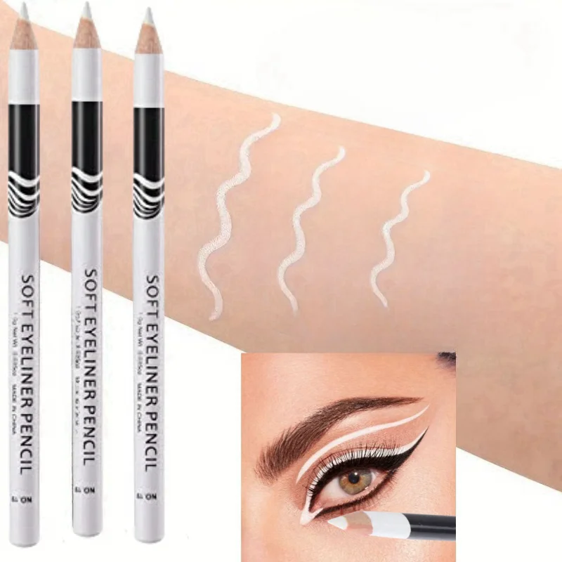 2pcs White Eyeliner Pencil Fast Drying Smooth Matte Waterproof Eyeliner Pen Long Lasting Eyelid Cosmetic Eyes Makeup Tools