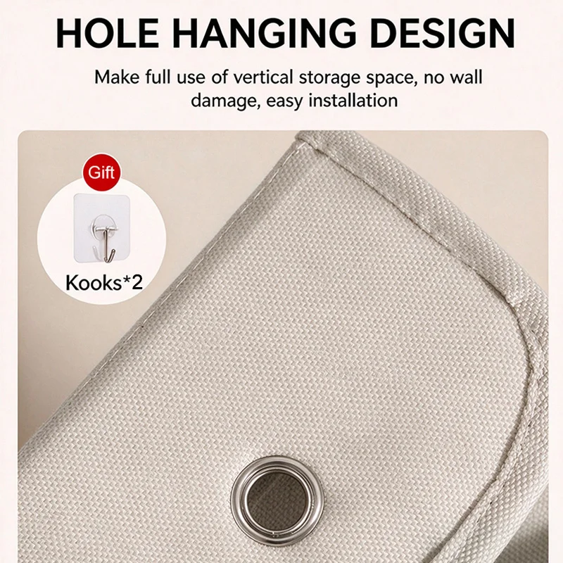 Wall Mounted Fabric Storage Bag Hanging Wall Pocket Organizer With 2 Hooks For RV Dorm Bedroom Closet Space Saving Multi Pocket