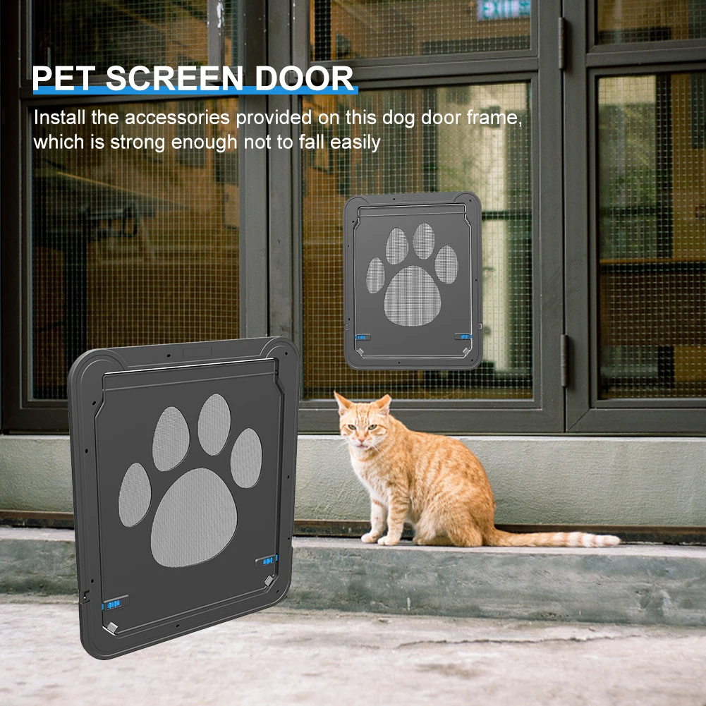 Pet Lockable House Entry Exit Freely Dogs Cats Magnetic Household Pet Door Frame Safe Flap Door Plastic Gate Pet Accessories