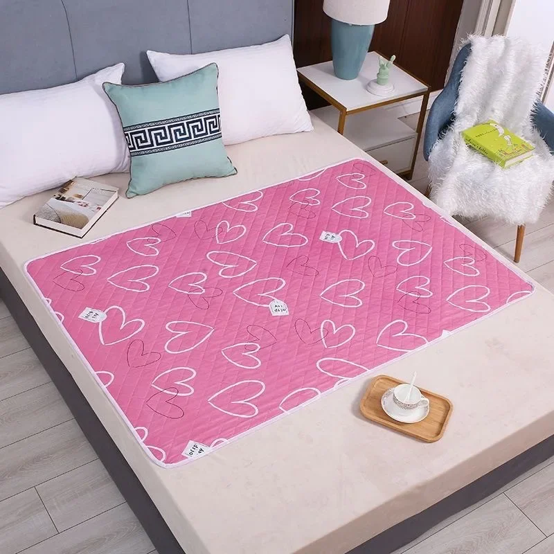 50/80/120 4 Layer Cartoon Dino Heart Diapering Mat Waterproof Washable Changing Pad for Night and Menstrual Protection Baby Care
