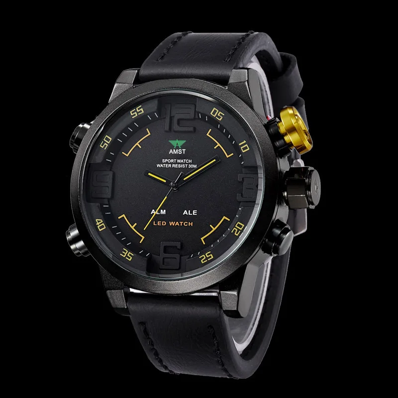 AMST Smart Men's Military Watch Multifunctional Quartz Men's Movement Hot Foreign Trade Night Vision Leather Watch