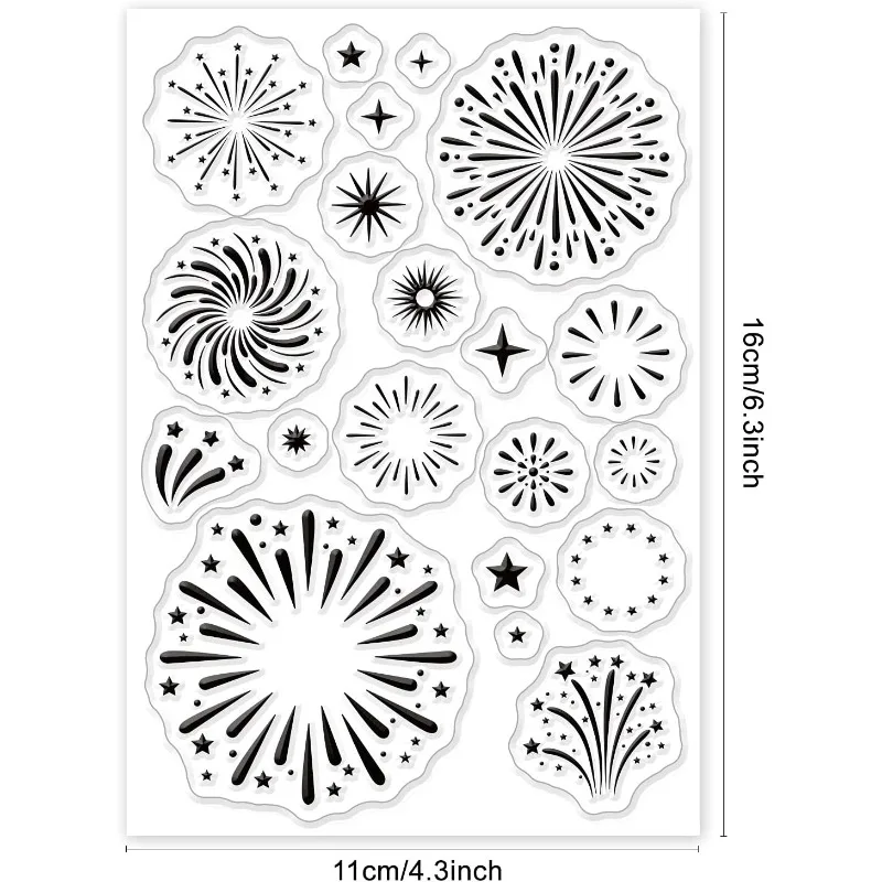 1Sheet Fireworks Clear Stamps Transparent Silicone Stamp Battery Paper Band-aid for Card Making Decoration and DIY Scrapbooking